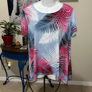 Ruby Rd. Petite Swinging Palm Tropical Leaf Top - PXL = Petite XL